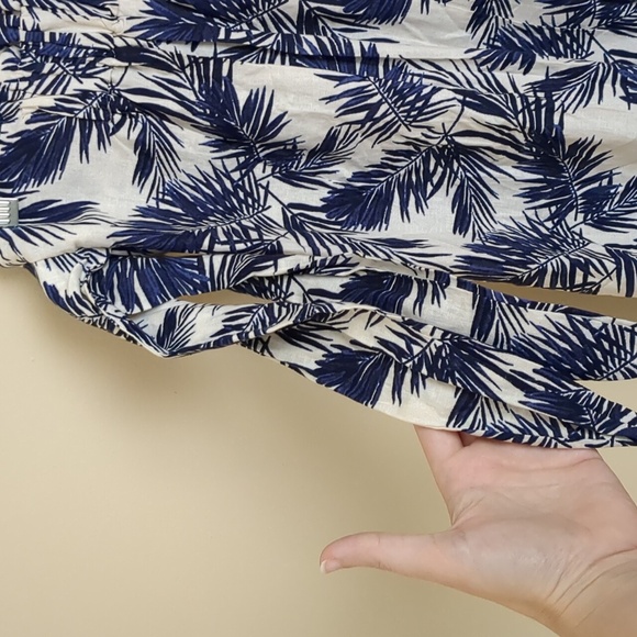 Small Linen Blend Panama Jack Tropical Palm Skirt Blue Skirt - Picture 11 of 11